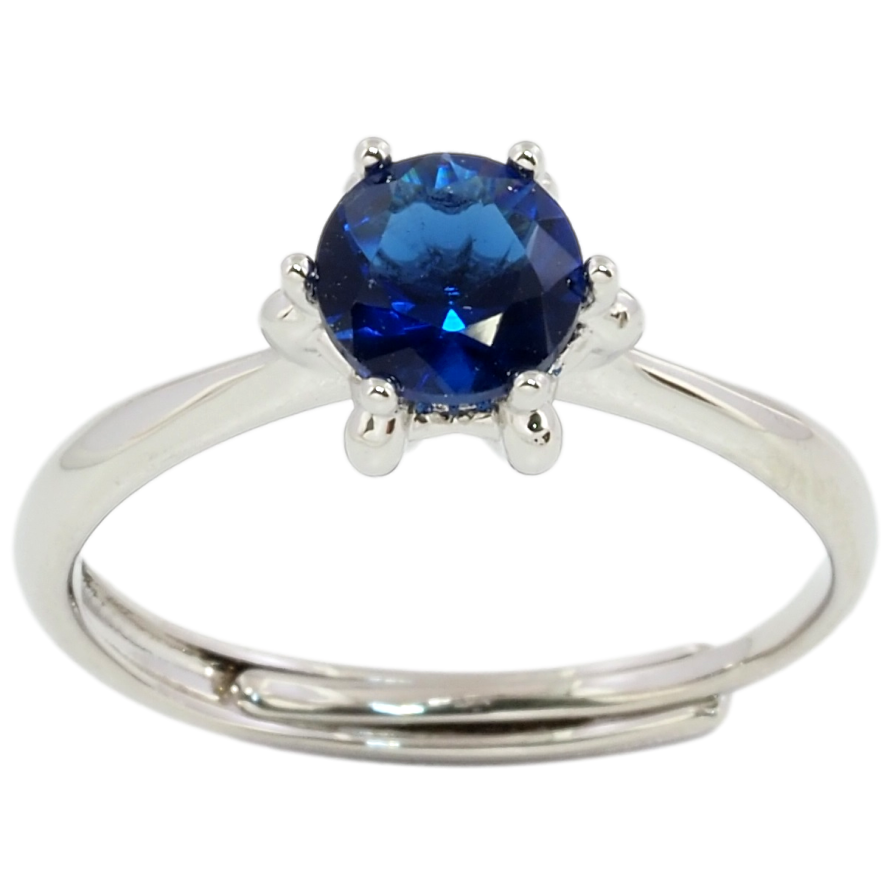 Каблучка Xuping Родій Синій фіаніт, ø 6мм фото №1