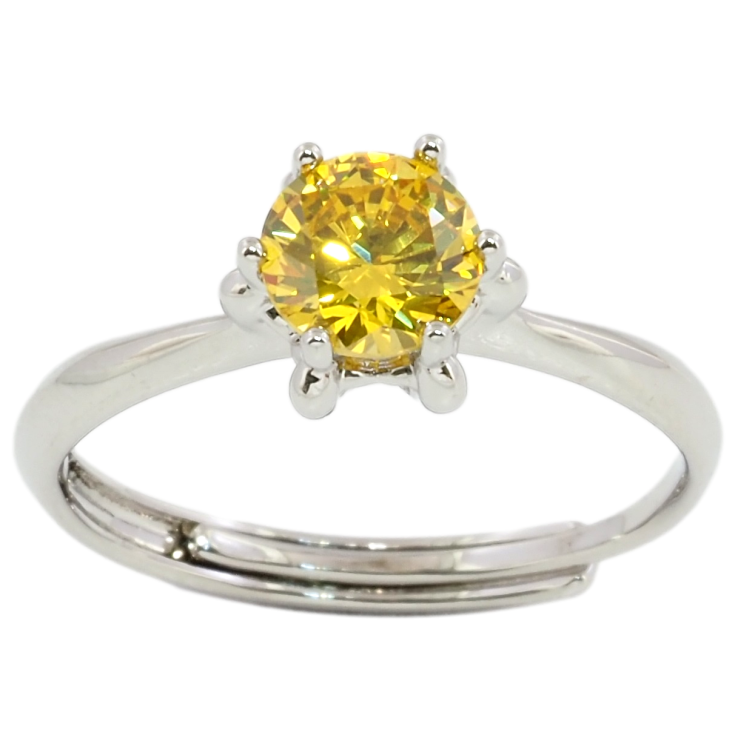 Кольцо Xuping Родий Желтый фианит, ø 6мм фото №6 Кольцо Xuping Родий Желтый фианит, ø 6мм фото №6