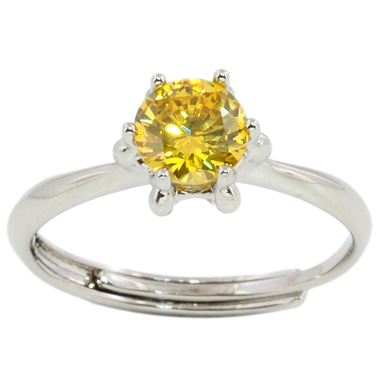 Кольцо Xuping Родий Желтый фианит, ø 6мм фото №2 Кольцо Xuping Родий Желтый фианит, ø 6мм фото №2