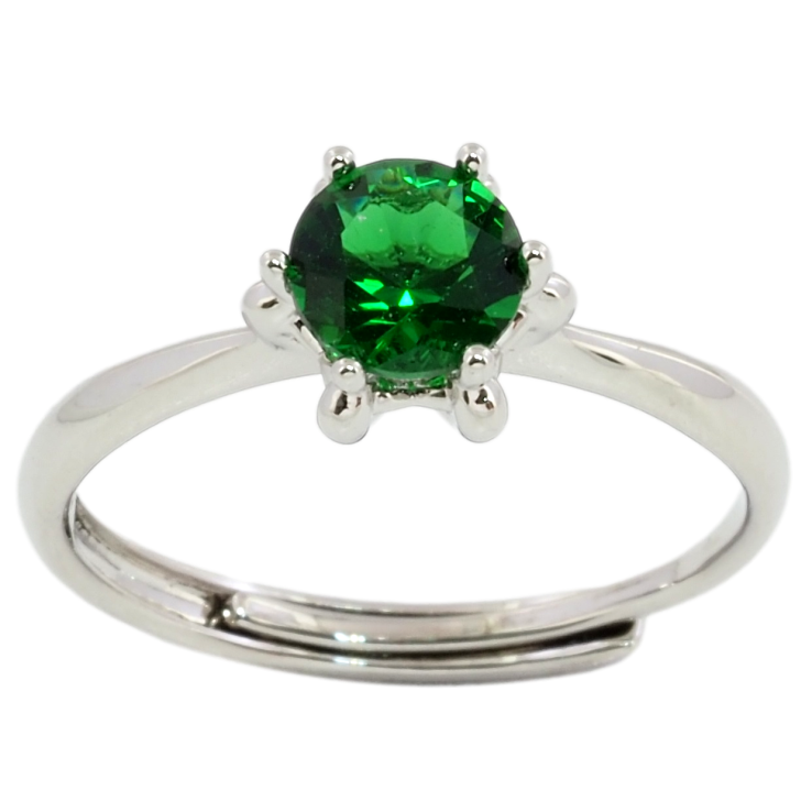 Кольцо Xuping Родий Зеленый фианит, ø 6мм фото №4 Кольцо Xuping Родий Зеленый фианит, ø 6мм фото №4