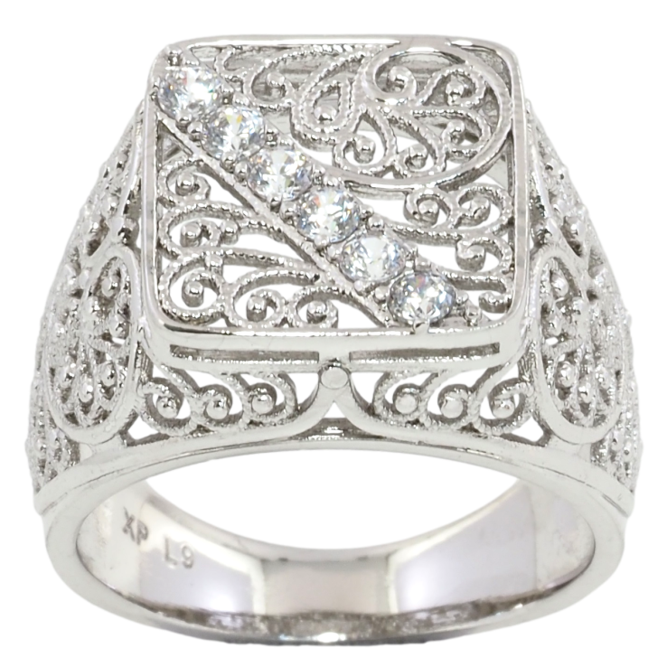Перстень Xuping Родій Різьблений ажурний візерунок з доріжкою цирконію фото №16