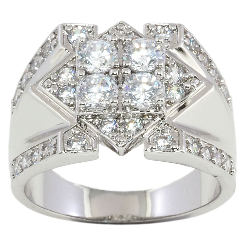 Перстень Xuping Родій Візерунок з цирконієм фото №1 Перстень Xuping Родій Візерунок з цирконієм фото №1