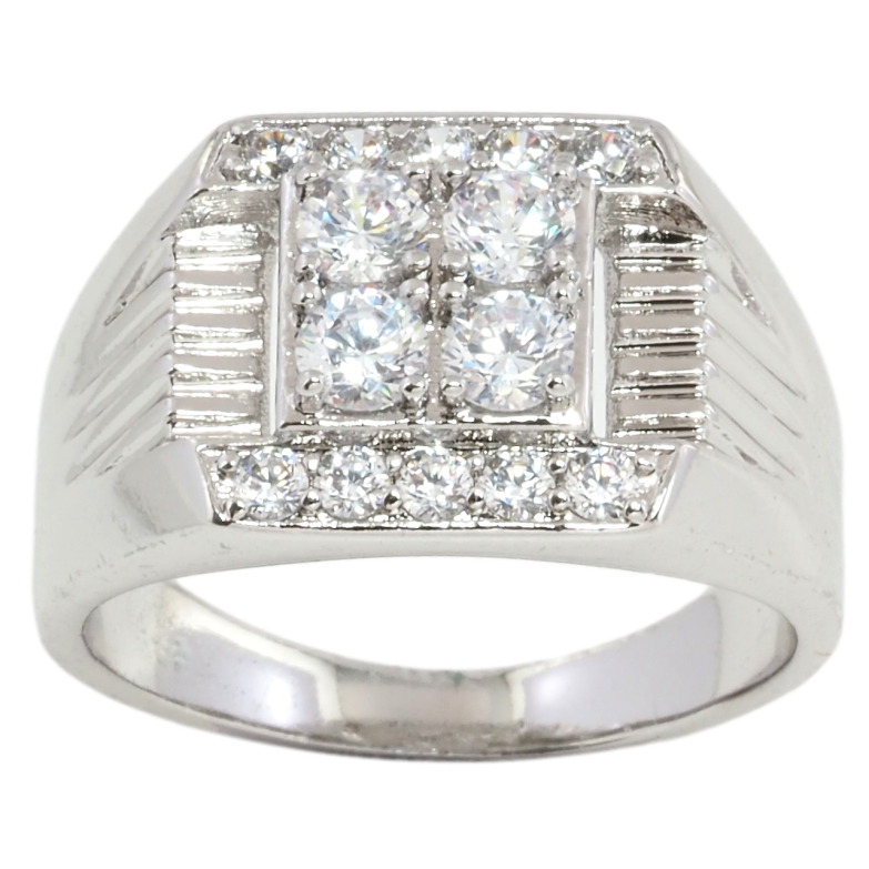 Перстень Xuping Родій Візерунок з цирконієм фото №3