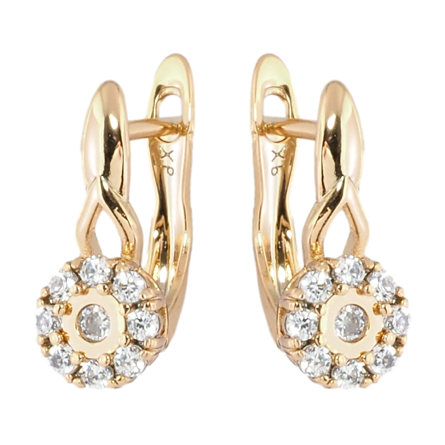 Сережки Xuping Позолота 18K англійський замок Декоративні квіточки з цирконієм фото №1