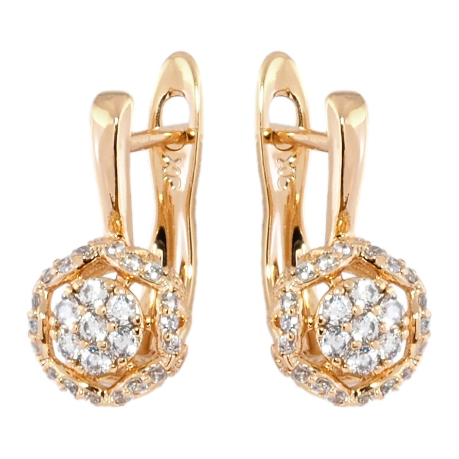 Сережки Xuping Позолота 18K англійський замок Декоративний візерунок із цирконієм фото №1