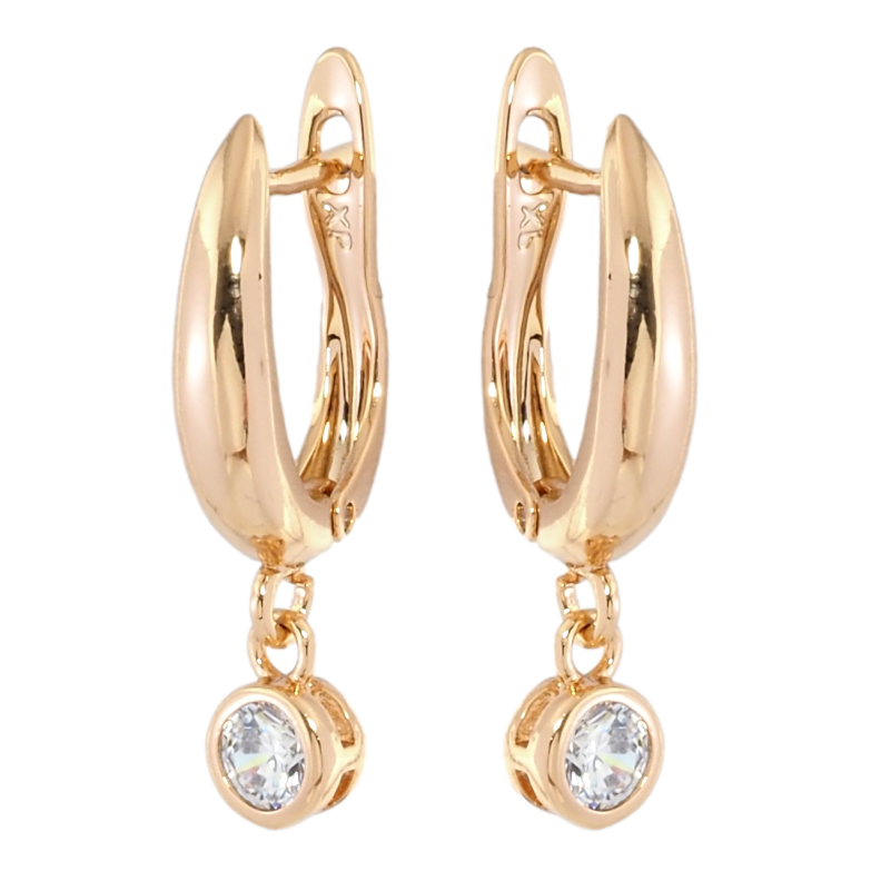 Серьги Xuping Позолота 18K английский замок Кристальные подвески, ø 5мм фото №4