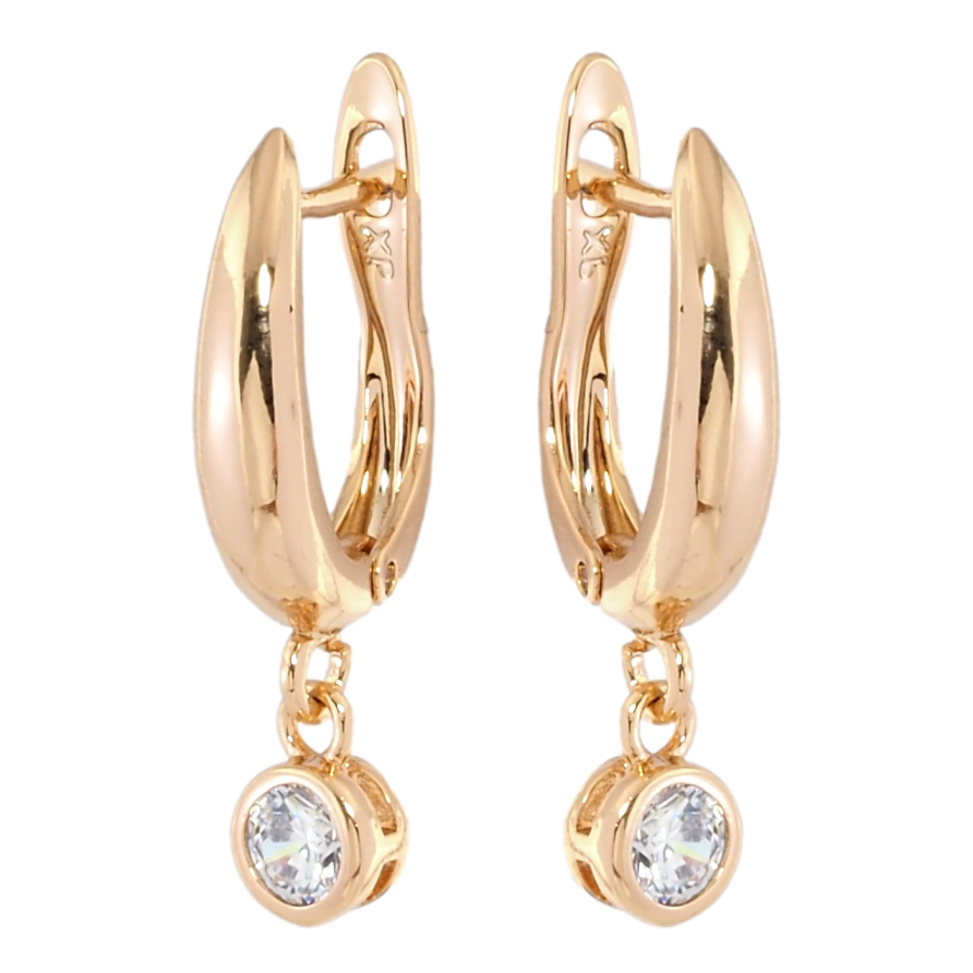 Серьги Xuping Позолота 18K английский замок Кристальные подвески, ø 5мм фото №1