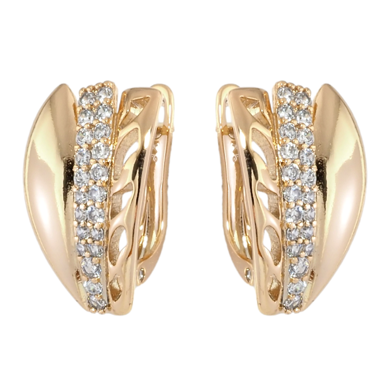 Сережки Xuping Позолота 18K англійський замок Декоративний візерунок із цирконієм фото №1 Сережки Xuping Позолота 18K англійський замок Декоративний візерунок із цирконієм фото №1