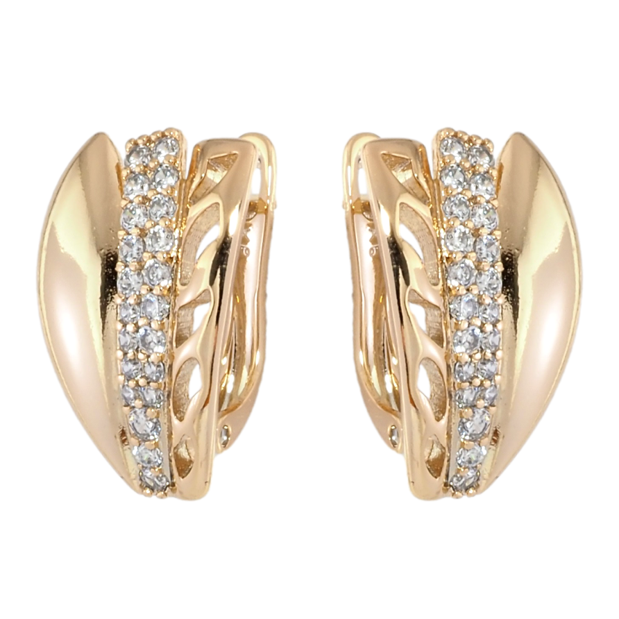 Сережки Xuping Позолота 18K англійський замок Декоративний візерунок із цирконієм фото №1 Сережки Xuping Позолота 18K англійський замок Декоративний візерунок із цирконієм фото №1