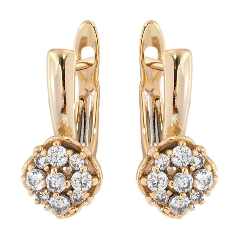 Серьги Xuping Позолота 18K английский замок Узор с цирконием фото №1 Серьги Xuping Позолота 18K английский замок Узор с цирконием фото №1