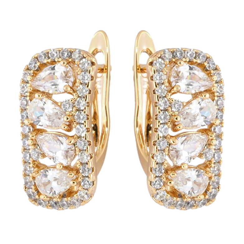 Серьги Xuping Позолота 18K английский замок Инкрустация цирконием фото №1 Серьги Xuping Позолота 18K английский замок Инкрустация цирконием фото №1