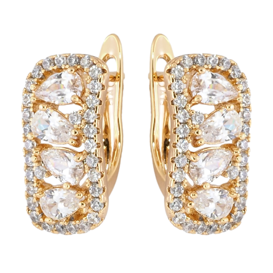 Серьги Xuping Позолота 18K английский замок Инкрустация цирконием фото №1 Серьги Xuping Позолота 18K английский замок Инкрустация цирконием фото №1