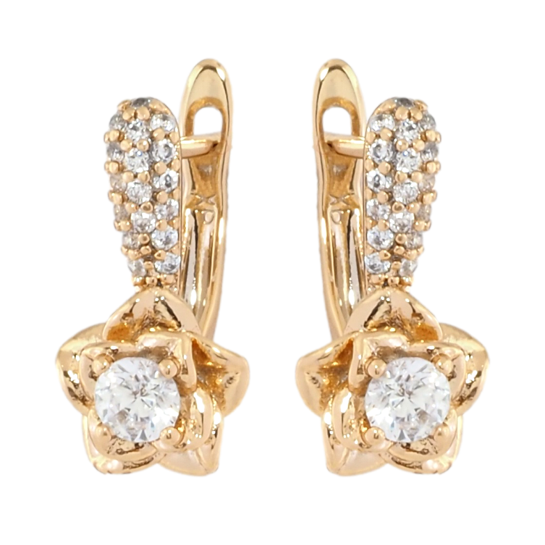 Серьги Xuping Позолота 18K английский замок Цветочки с цирконием фото №1 Серьги Xuping Позолота 18K английский замок Цветочки с цирконием фото №1