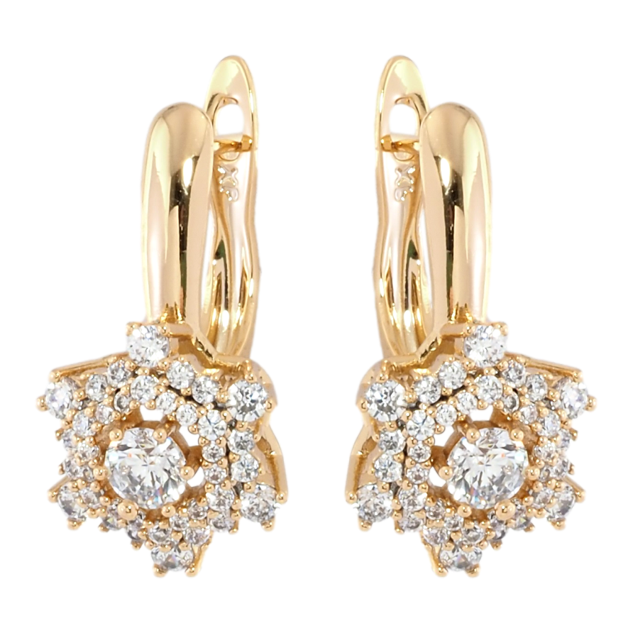 Серьги Xuping Позолота 18K английский замок Инкрустация цирконием фото №1