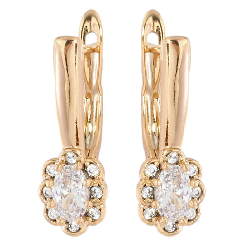 Сережки Xuping Позолота 18K англійський замок Квіточки з фіанітами та цирконієм фото №1 Сережки Xuping Позолота 18K англійський замок Квіточки з фіанітами та цирконієм фото №1