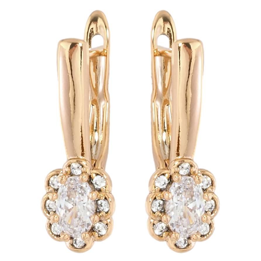 Серьги Xuping Позолота 18K английский замок Цветочки с фианитами и цирконием фото №1 Серьги Xuping Позолота 18K английский замок Цветочки с фианитами и цирконием фото №1