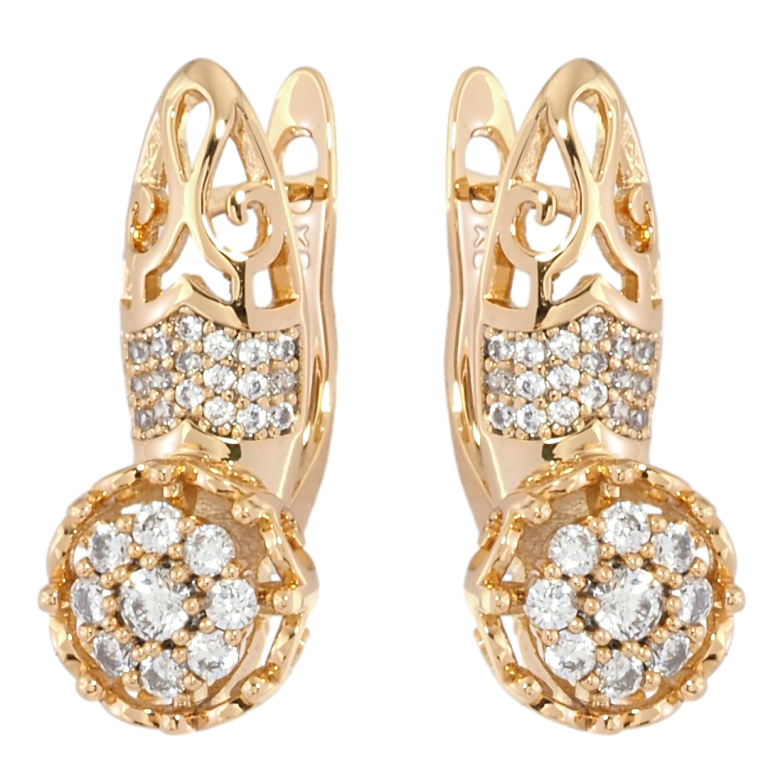 Серьги Xuping Позолота 18K английский замок Декоративные цветочки с цирконием фото №1 Серьги Xuping Позолота 18K английский замок Декоративные цветочки с цирконием фото №1