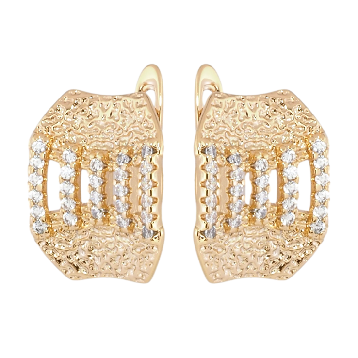 Серьги Xuping Позолота 18K английский замок Декоративный узор с дорожками циркония фото №10 Серьги Xuping Позолота 18K английский замок Декоративный узор с дорожками циркония фото №10