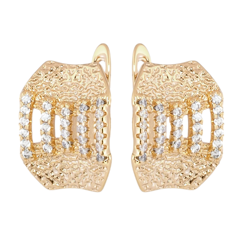 Серьги Xuping Позолота 18K английский замок Декоративный узор с дорожками циркония фото №1 Серьги Xuping Позолота 18K английский замок Декоративный узор с дорожками циркония фото №1