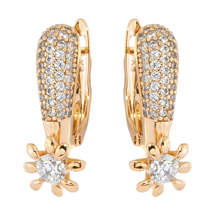 Серьги Xuping Позолота 18K английский замок Цветочки с инкрустацией цирконием фото №14 Серьги Xuping Позолота 18K английский замок Цветочки с инкрустацией цирконием фото №14