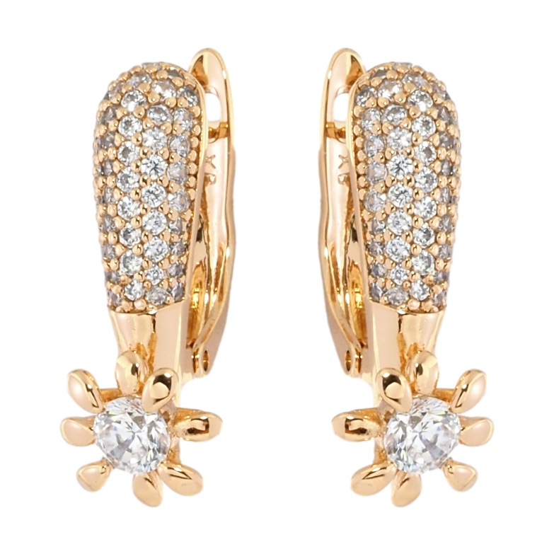 Серьги Xuping Позолота 18K английский замок Цветочки с инкрустацией цирконием фото №1 Серьги Xuping Позолота 18K английский замок Цветочки с инкрустацией цирконием фото №1