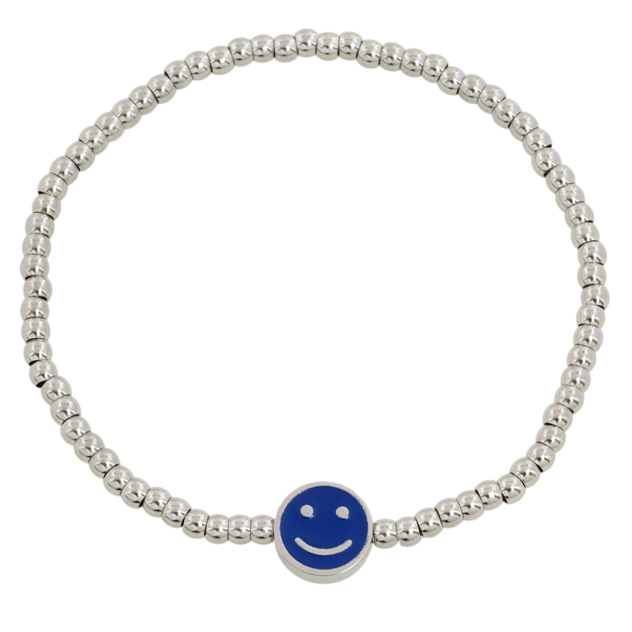 Браслет Xuping ТТМ Stainless Steel цвет Родий Серебристые бусины с смайликом ø 10мм на резинке 17-20см х 3мм фото №1