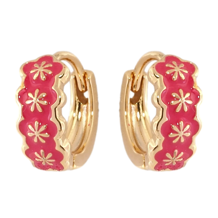 Сережки Xuping Позолота 18K колечка Візерунок із рожевою емаллю фото №18 Сережки Xuping Позолота 18K колечка Візерунок із рожевою емаллю фото №18