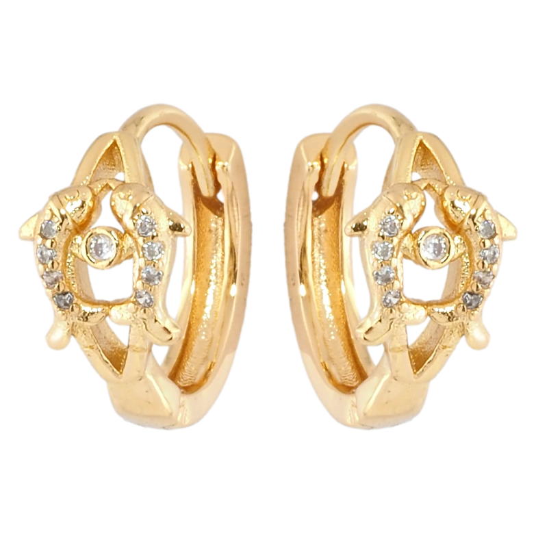 Серьги Xuping Позолота 18K колечки Дельфины с цирконием фото №6