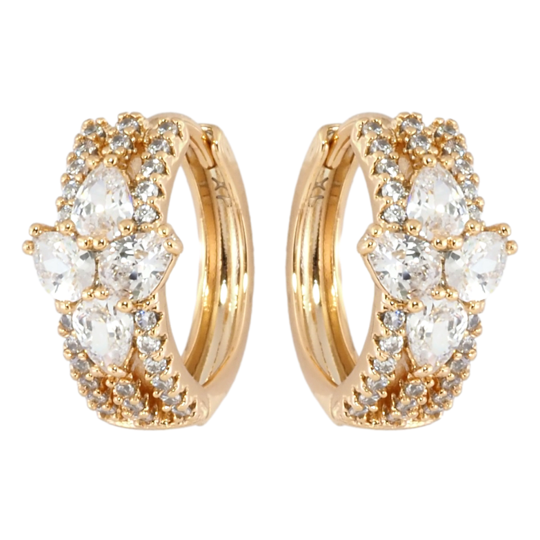 Сережки Xuping Позолота 18K колечка Візерунок з інкрустацією цирконієм фото №1 Сережки Xuping Позолота 18K колечка Візерунок з інкрустацією цирконієм фото №1