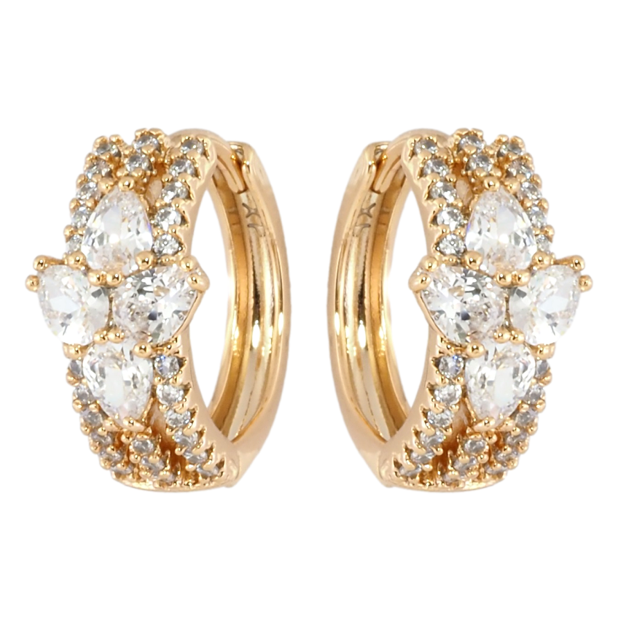 Сережки Xuping Позолота 18K колечка Візерунок з інкрустацією цирконієм фото №1 Сережки Xuping Позолота 18K колечка Візерунок з інкрустацією цирконієм фото №1