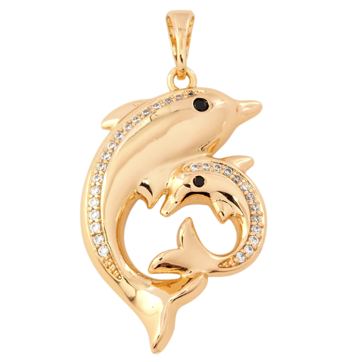 Кулон Xuping Позолота 18K Дельфины для цепочки до 5мм фото №3