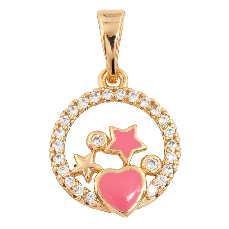 Кулон Xuping Позолота 18K Каблучка з зірочками та цирконієм для ланцюжка до 5мм фото №3 Кулон Xuping Позолота 18K Каблучка з зірочками та цирконієм для ланцюжка до 5мм фото №3