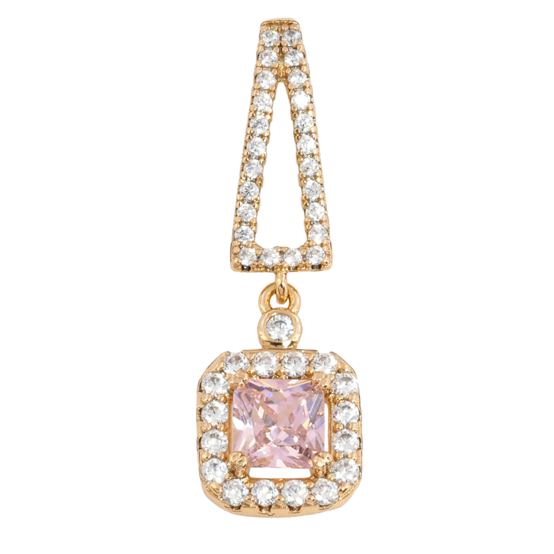 Кулон Xuping Позолота 18K Подвеска с розовым фианитом и цирконием для цепочки до 4мм фото №1 Кулон Xuping Позолота 18K Подвеска с розовым фианитом и цирконием для цепочки до 4мм фото №1