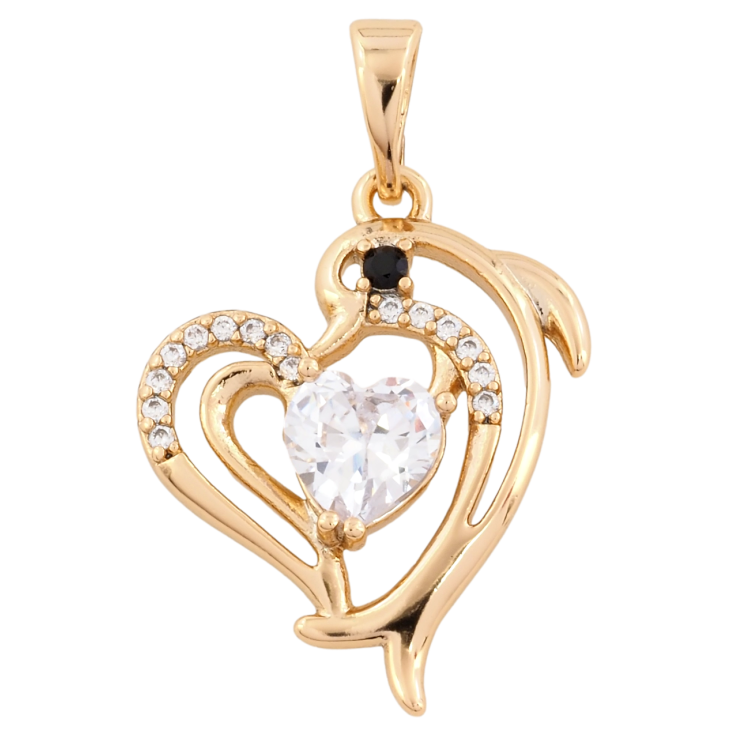 Кулон Xuping Позолота 18K Дельфін з кришталевим сердечком для ланцюжка до 5мм фото №16 Кулон Xuping Позолота 18K Дельфін з кришталевим сердечком для ланцюжка до 5мм фото №16