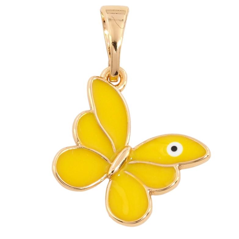 Кулон Xuping Позолота 18K Бабочка с желтой эмалью для цепочки до 5мм фото №1