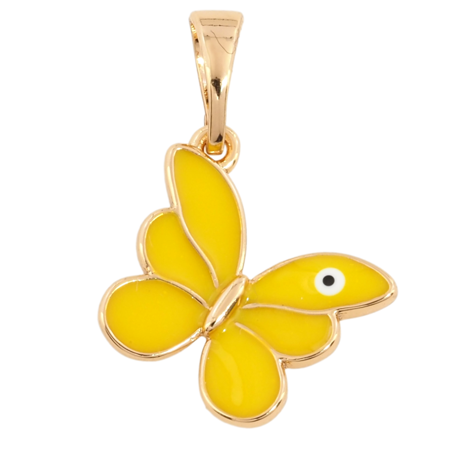Кулон Xuping Позолота 18K Бабочка с желтой эмалью для цепочки до 5мм фото №1