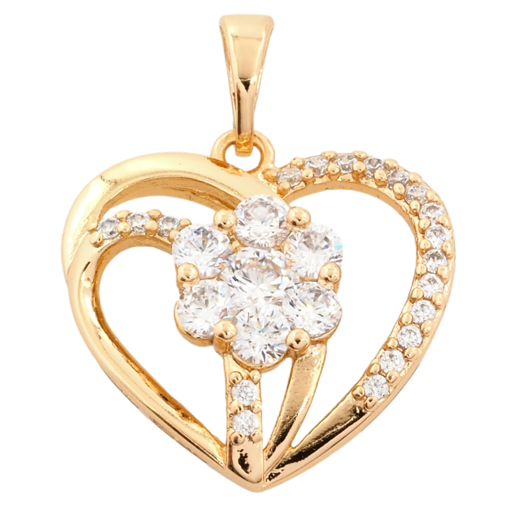 Кулон Xuping Позолота 18K Сердце с кристальным цветочком для цепочки до 5мм фото №9