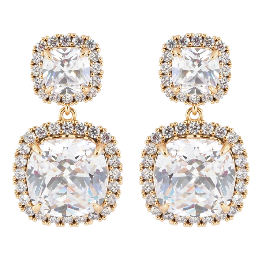 Сережки Xuping Позолота 18K пусети Фіаніти в обрамленні цирконію фото №1