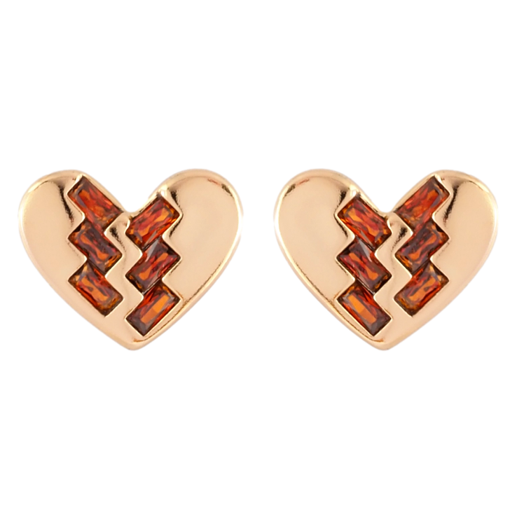 Сережки Xuping Позолота 18K пусети Сердечка з візерунком червоними фіанітами фото №25