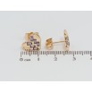 Сережки Xuping Позолота 18K пусети Сердечка з візерунком бузковими фіанітами фото №2 Сережки Xuping Позолота 18K пусети Сердечка з візерунком бузковими фіанітами фото №2