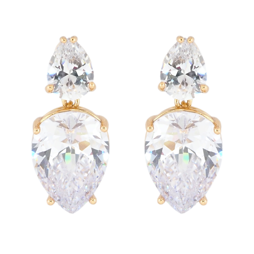 Сережки Xuping Позолота 18K пусети Два фіаніти фото №1 Сережки Xuping Позолота 18K пусети Два фіаніти фото №1