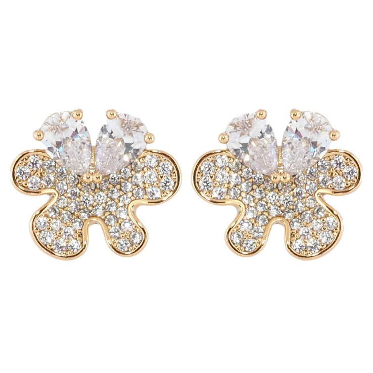 Сережки Xuping Позолота 18K пусети Квіточки з інкрустацією цирконієм фото №20