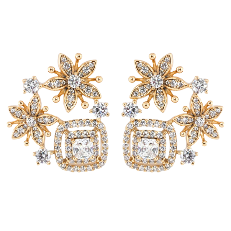 Серьги Xuping Позолота 18K пусеты Цветочный узор с инкрустацией цирконием фото №1 Серьги Xuping Позолота 18K пусеты Цветочный узор с инкрустацией цирконием фото №1