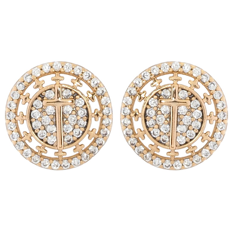 Сережки Xuping Позолота 18K пусети Візерунок хрестики з інкрустацією цирконієм фото №2