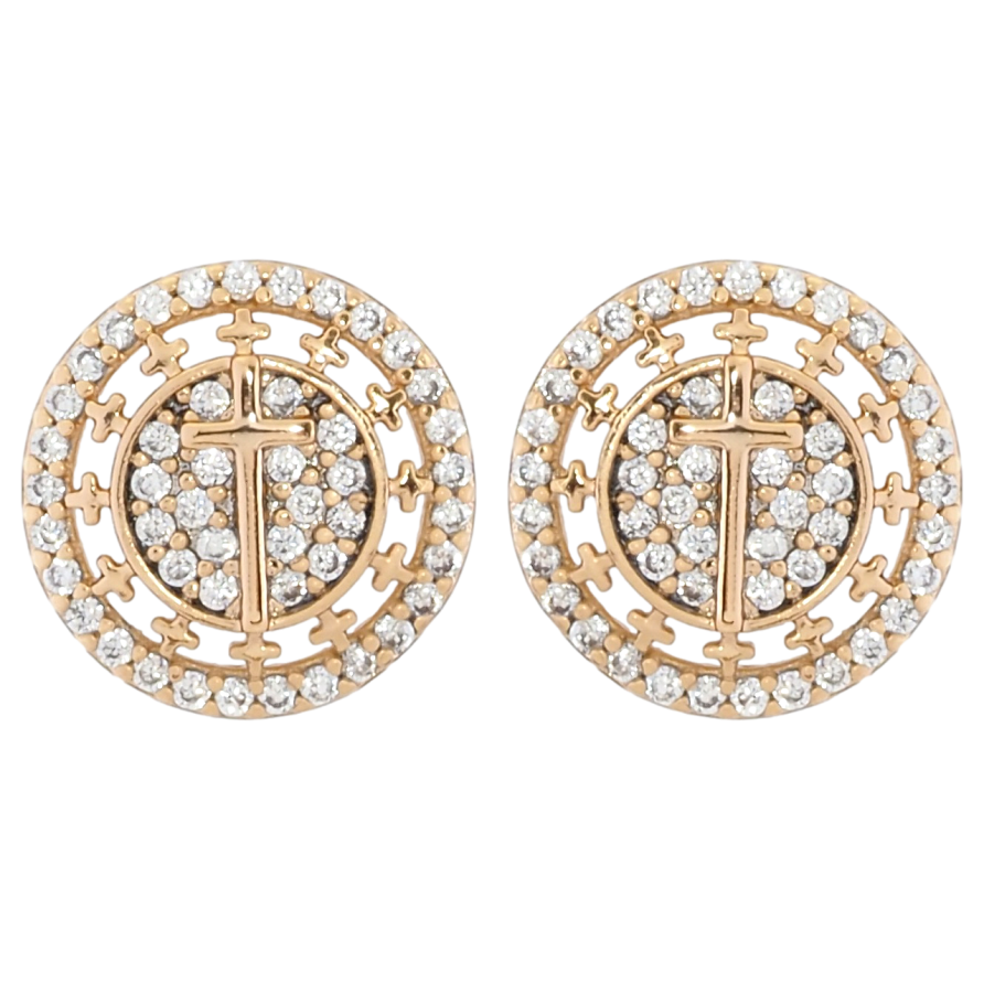 Сережки Xuping Позолота 18K пусети Візерунок хрестики з інкрустацією цирконієм фото №1