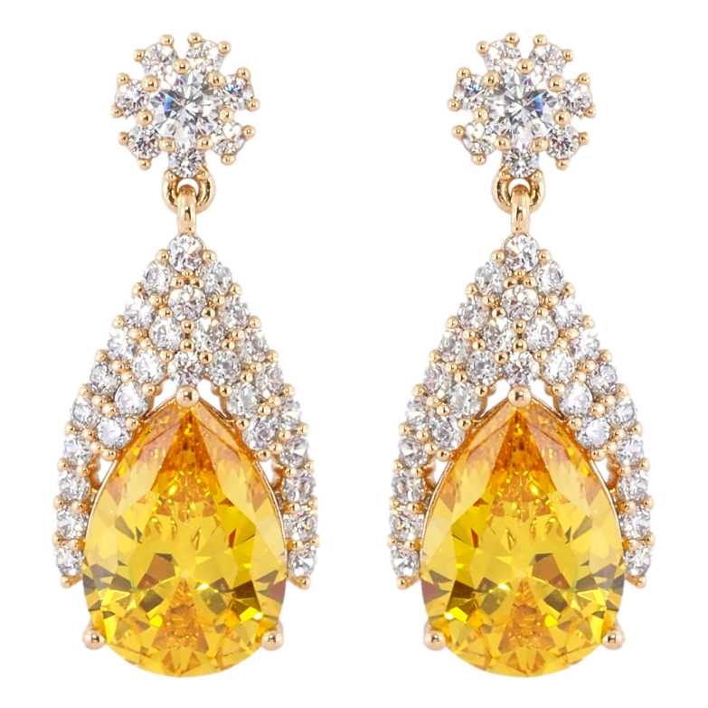 Серьги Xuping Позолота 18K пусеты Изящные подвески с инкрустацией цирконием и желтыми фианитами фото №1