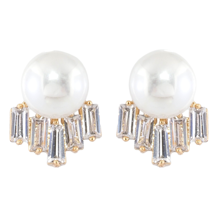 Сережки Xuping Позолота 18K пусети Перлини з фіанітами фото №11