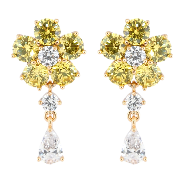 Сережки Xuping Позолота 18K пусети Жовті кришталеві квіточки фото №23