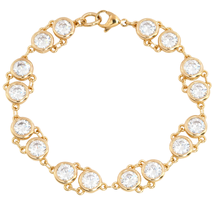 Браслет Xuping Позолота 18K Декоративный узор с фианитами размер 18см х 10мм фото №4