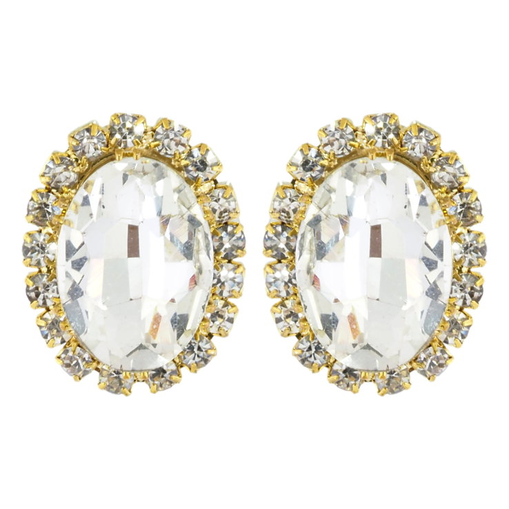 Серьги пусеты Граненный кристалл в обрамлении страз фото №19